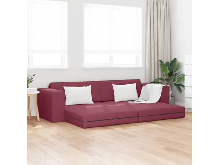 HEFZGDB Futon-Sofa-Bett 2-in-1 Burgunderrot 245x150x60.5 cm Stoff Umwandlung Sofa zu Bett geräumig für Wohnzimmer mit abnehmbaren Bezügen und robustem Holzrahmen multifunktionales