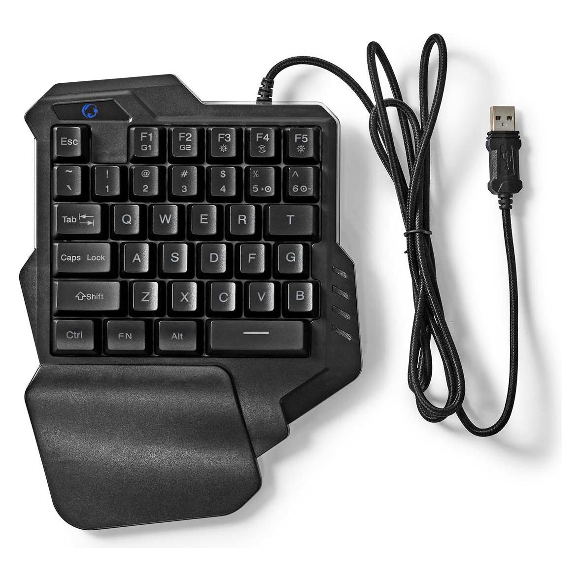 Nedis Wired Gaming Keyboard | USB Type-A | Folientasten | RGB | Einhändig | Universal | Netzkabellän (Eng. Int., Kabelgebunden) (GKBDS110BK)