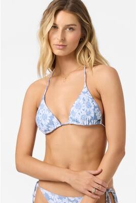 O'Neill s Daisies Venice Triangle Bikini Top in Faden Denim, Size Large, Elastane/Polyamide