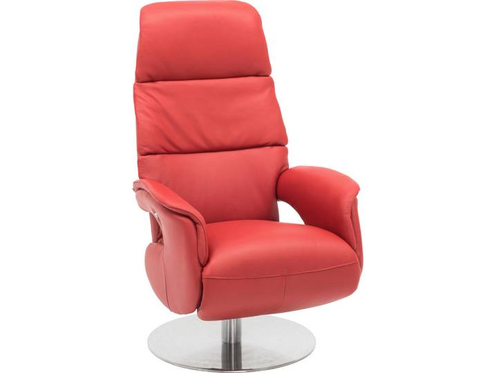 Welnova Relaxsessel, Rot, Metall, Echtleder, Spaltleder, Semi-Anilinleder, 71x112x80 cm, Lederauswahl, Relaxfunktion, Wohnzimmer, Sessel, Relaxsessel