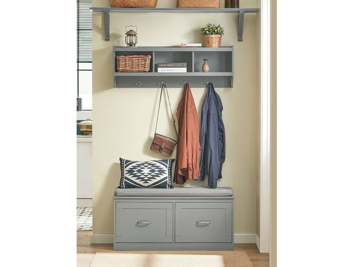 SoBuy FSR131-HG Banc à chaussures avec banc de siège avec banc de rangement Coffre à chaussures Commode à tiroirs Étagère à chaussures