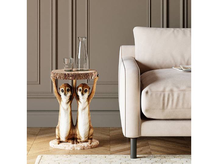Table d’appoint Animal - Suricate Ø 33cm Marron
