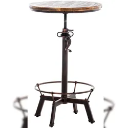 Décoshop26 - Stehtisch aus Massivholz und Bronzemetall höhenverstellbar Industriestil TAB10065