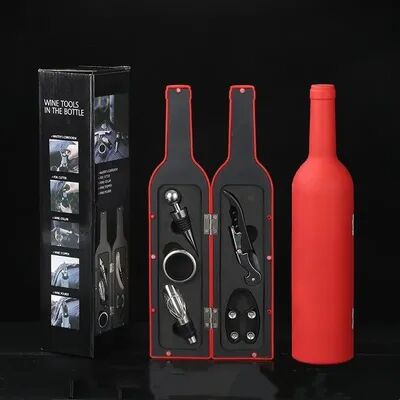 Inspire Daily Merch Stainless Steel Wine Bottle Opener Set Multifunctional Creative Bar Accessories 5pcs Red