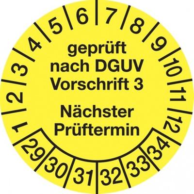 König Werbeanlagen Dreifke® Prüfplakette DGUV Vorschrift 3 nächste Prüfung ab 2029, - 30 mm Folie selbstklebend