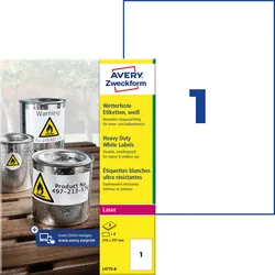AVZ L4775-8 - Folien-Etiketten, wasserfest, 210 x 297 mm, 8 Stück, weiß