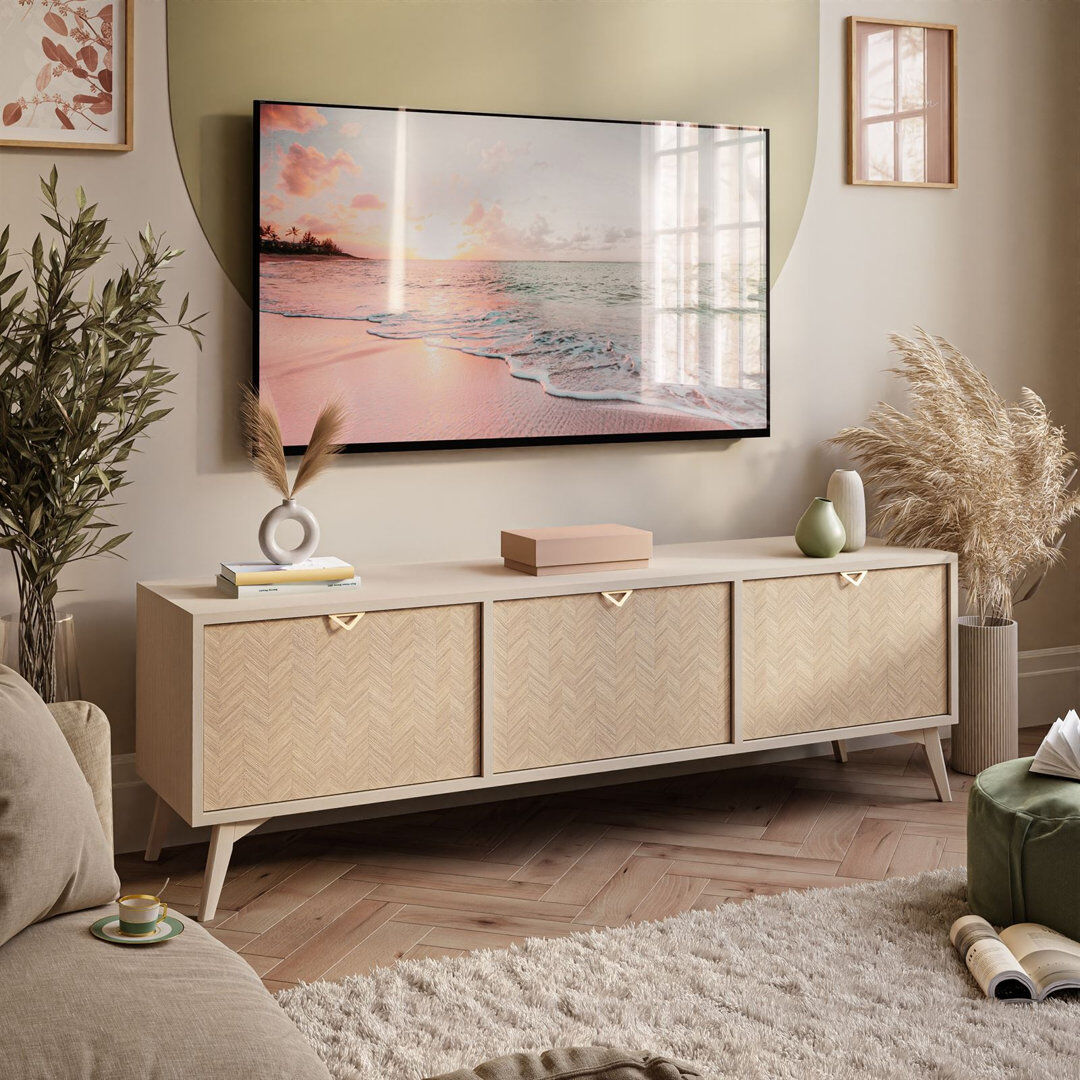 Metro Creo TV Stand for TVs up to 65" Sand Beige/Herringbone Scandi Pattern 65"