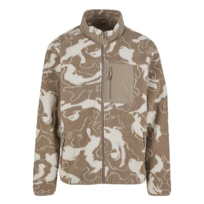 Langmantel URBAN CLASSICS "Urban Classics Pattern Teddy Trackjacket", Herren, Gr. M, beige (sandswirl), 100% Polyester, Mäntel