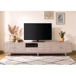 TV-Board Akazie 260x40x49 weiß lackiert MOSAYK #218