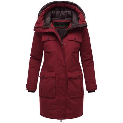 Winterjacke NAVAHOO "Eissturm 14", Damen, Gr. M (38), rot (bordeaux), Material: 100% Polyester, gerade hüftbedeckend, weit gerader Abschluss, Jacken Winterjacke, Wasserabweisende Jacke mit Kapuze