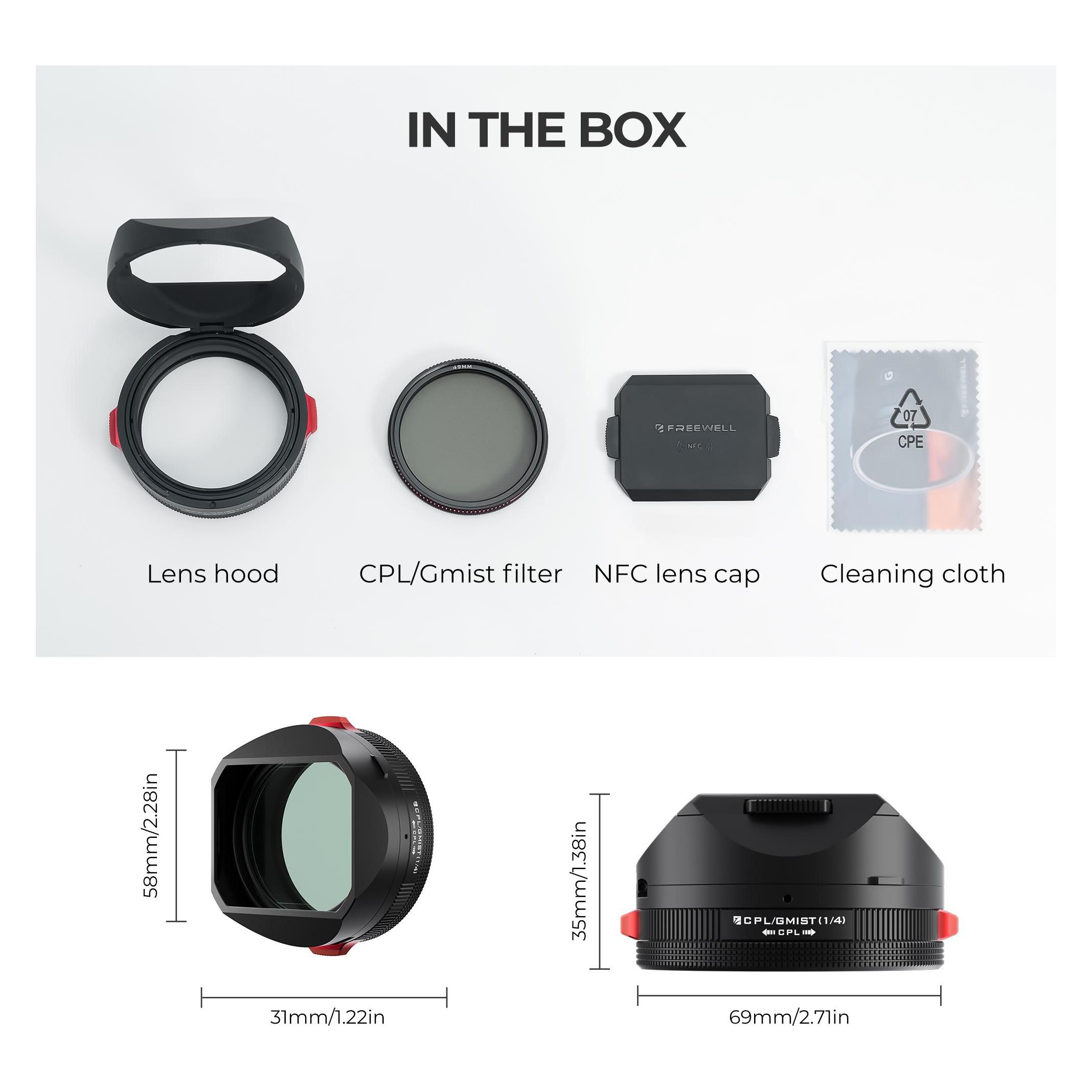 Freewell Fuji X100 Series Real Lens Hood (Black) (49 mm, Polarisationsfilter) (FW-FU-XBR)