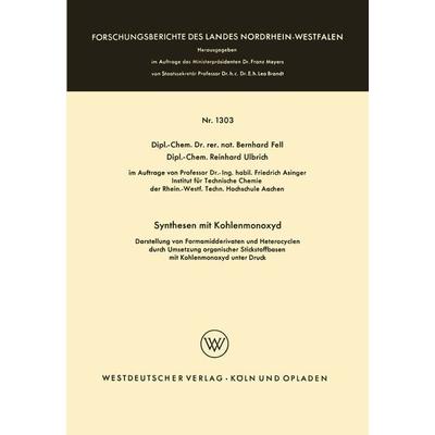 Synthesen mit Kohlenmonoxyd, Taschenbuch von Bernhard Fell, VS Verlag für Sozialwissenschaften, 978-3-663-06412-1