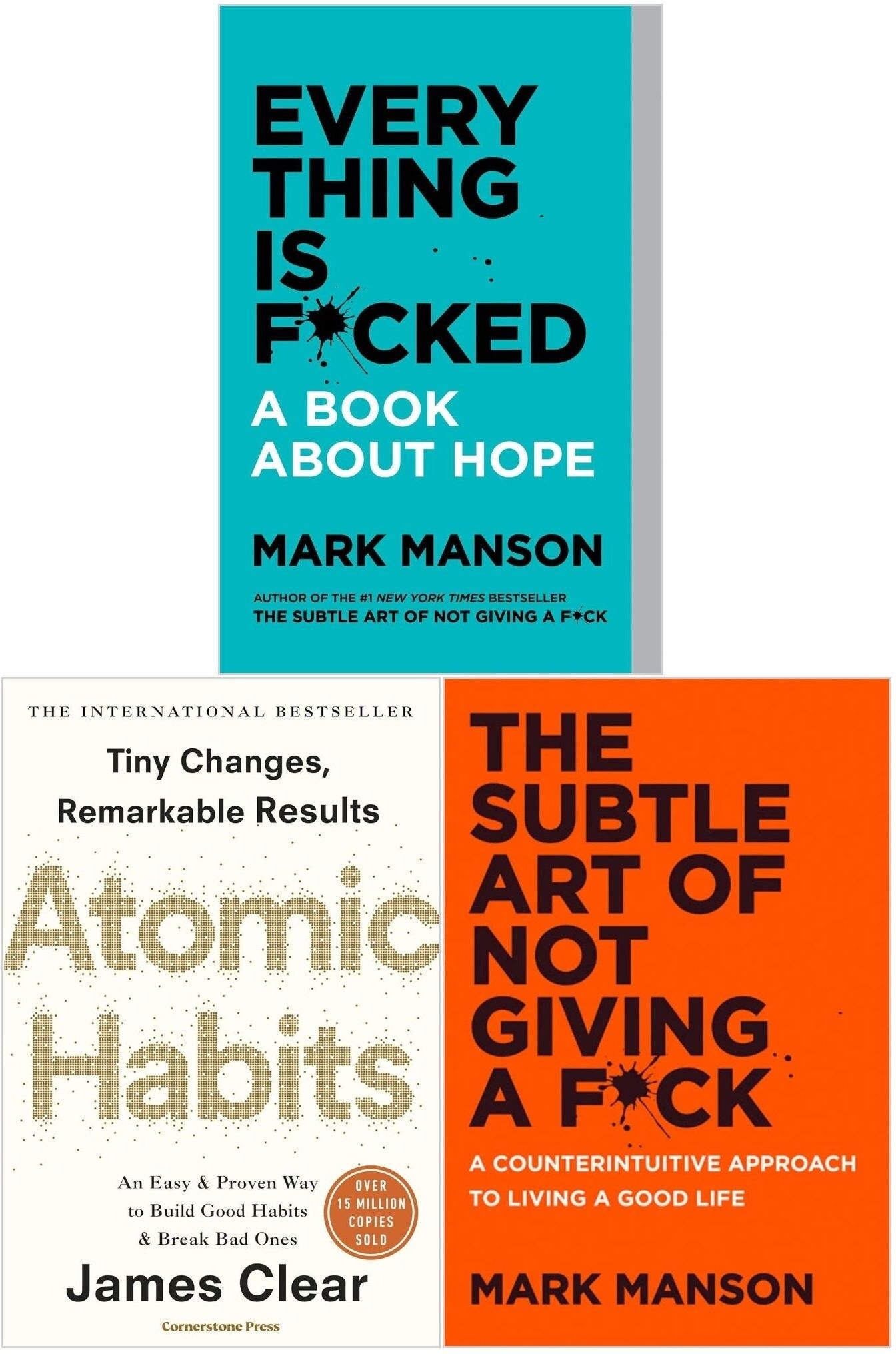 HARPERCOLLINS The Subtle Art of Not Giving a F*ck, Everything is F*cked, Atomic Habits 3 Books Set
