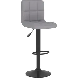 Décoshop26 - Barhocker x1 Hochstuhl in hellgrauem Stoff mit quadratischen Ziernähten und schwarzem Stahl DEC029475 DEC029475