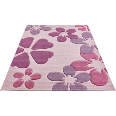 Kinderteppich LUXOR LIVING "Flair", rosa (pink), B:160cm H:15mm L:230cm, Kunstfaser, Teppiche, Kinderteppich, Kurzflor, Blumen Design, Kinderzimmer