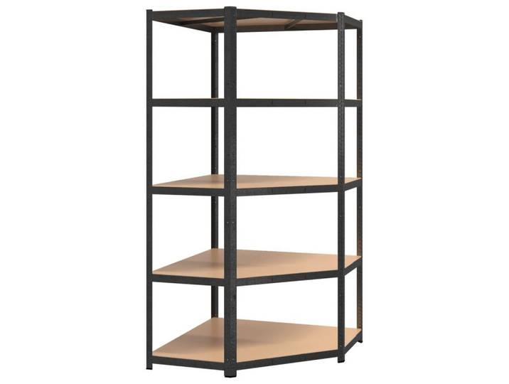 vidaXL Schwerlastregal Eck-Schwerlastregal 5 Böden Grau Stahl & Holzwerkstoff, 1-tlg.