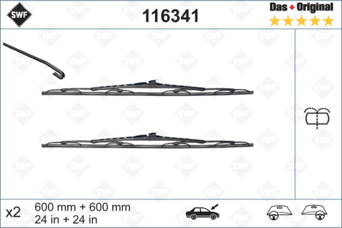 Wischblatt SWF Standard 116341, 600mm, Vorne, 2 Stück