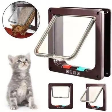 Inspired Living SmartTwo Way Pet Door Secure Cat & Dog Flap For Easy Entry & Exit brown s