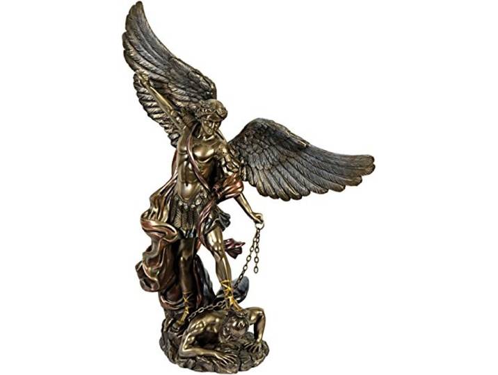 Erzengel Michael im Kampf bronziert und coloriert Figur Sammelfigur