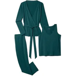 Tchibo - 3-teiliges Pyjama-Set - Damen - Gr. S - petrol