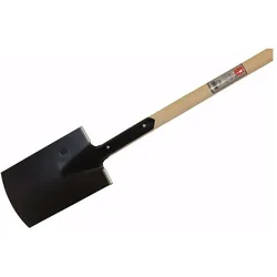 Idealspaten, Spaten + Schaufel, PIONIER-Bauspaten Gärtner Form schwarz pulverbeschichtet mit Tritt Eschen-T-Stiel 85 cm