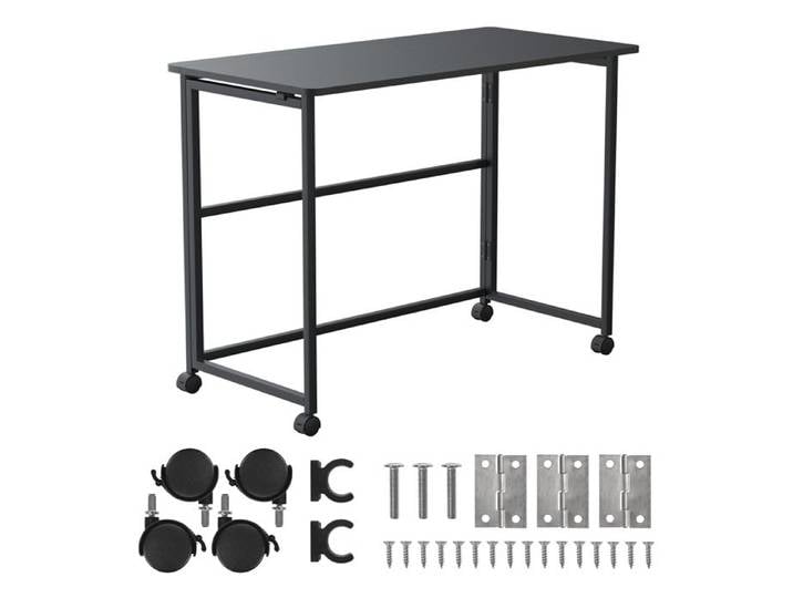 Maclean table pliante noire mobile plateau 100x50cm max. 50kg MC-1250 B