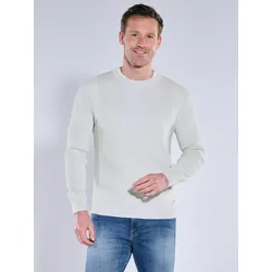 engbers Herren Rundhals Pullover mit Rippstruktur Grau regular gestreift Rundhals - L