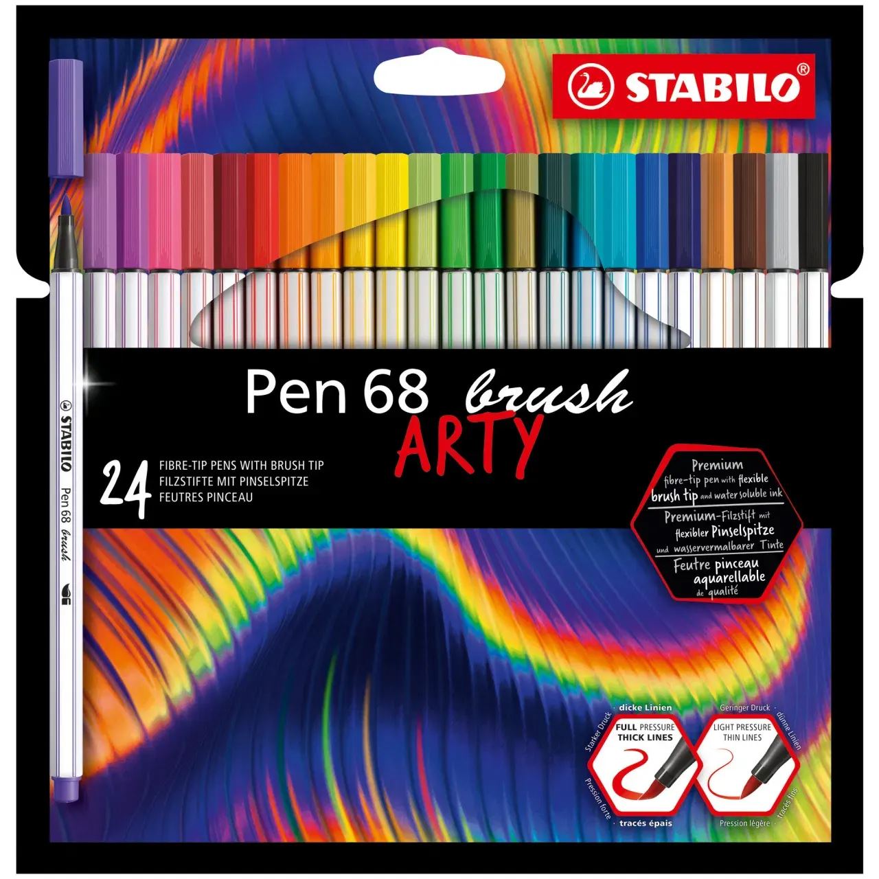 STABILO Pen 68 brush ARTY Filzstifte farbsortiert, 24 St.