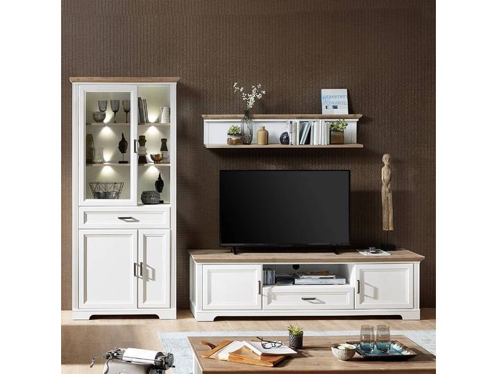 TV-Lowboard II MDF Mitteldichte Holzfaserplatte , foliert Weiß/Weiß 193 x 54 x 51cm