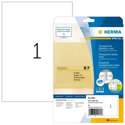 HERMA A4 selbstklebendes Etikett Rechteck Permanent Transparent 10 Stück(e)