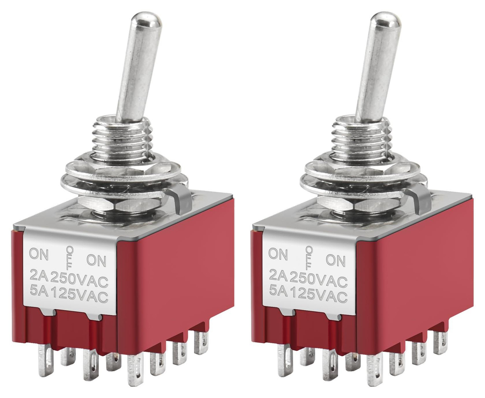 Dripio Miniatuur tuimelschakelaar 4PDT 12-polig 2A/250V 2 stuks