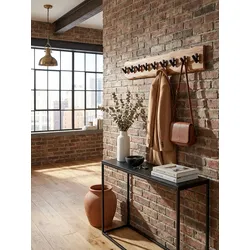 Wandgarderobe Akazie Massivholz Metall Modern 90x19x9 cm
