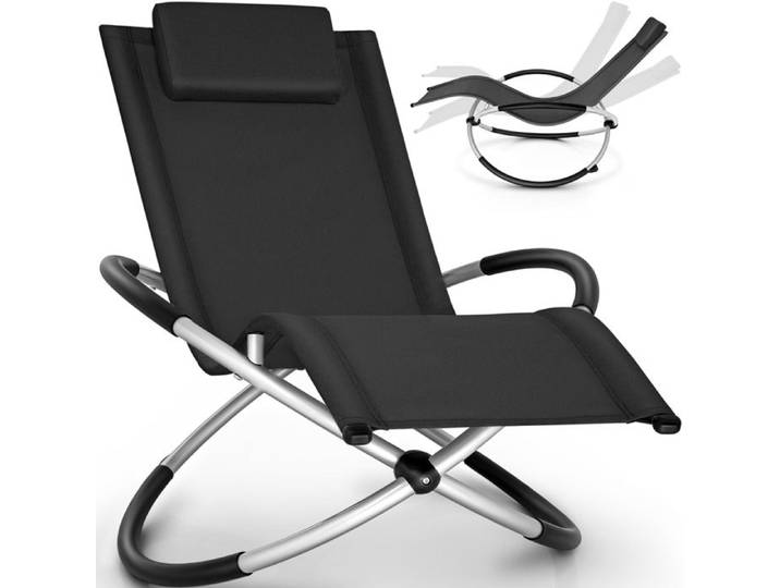 tillvex Chaise Longue de Jardin pour la Relaxation Noir Fauteuil Pliant Résistante aux Intempéries Charge de 180KG