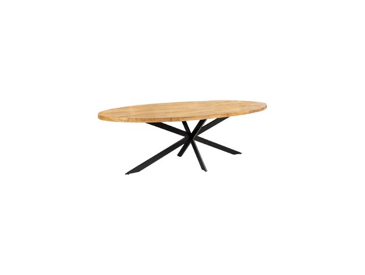 Ovaler Massivholz Esstisch „Galaxy“ 240 x 100 cm Mangoholz Natural, Schwarz Invicta Interiors