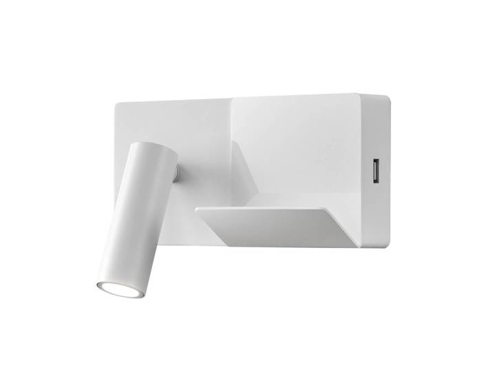 LEDS-C4 Wandlampe E-Lamp Mini, weiß / opal, für Schlafzimmer, Aluminium, Modern, LED Wandleuchte, Wandlampe Innen
