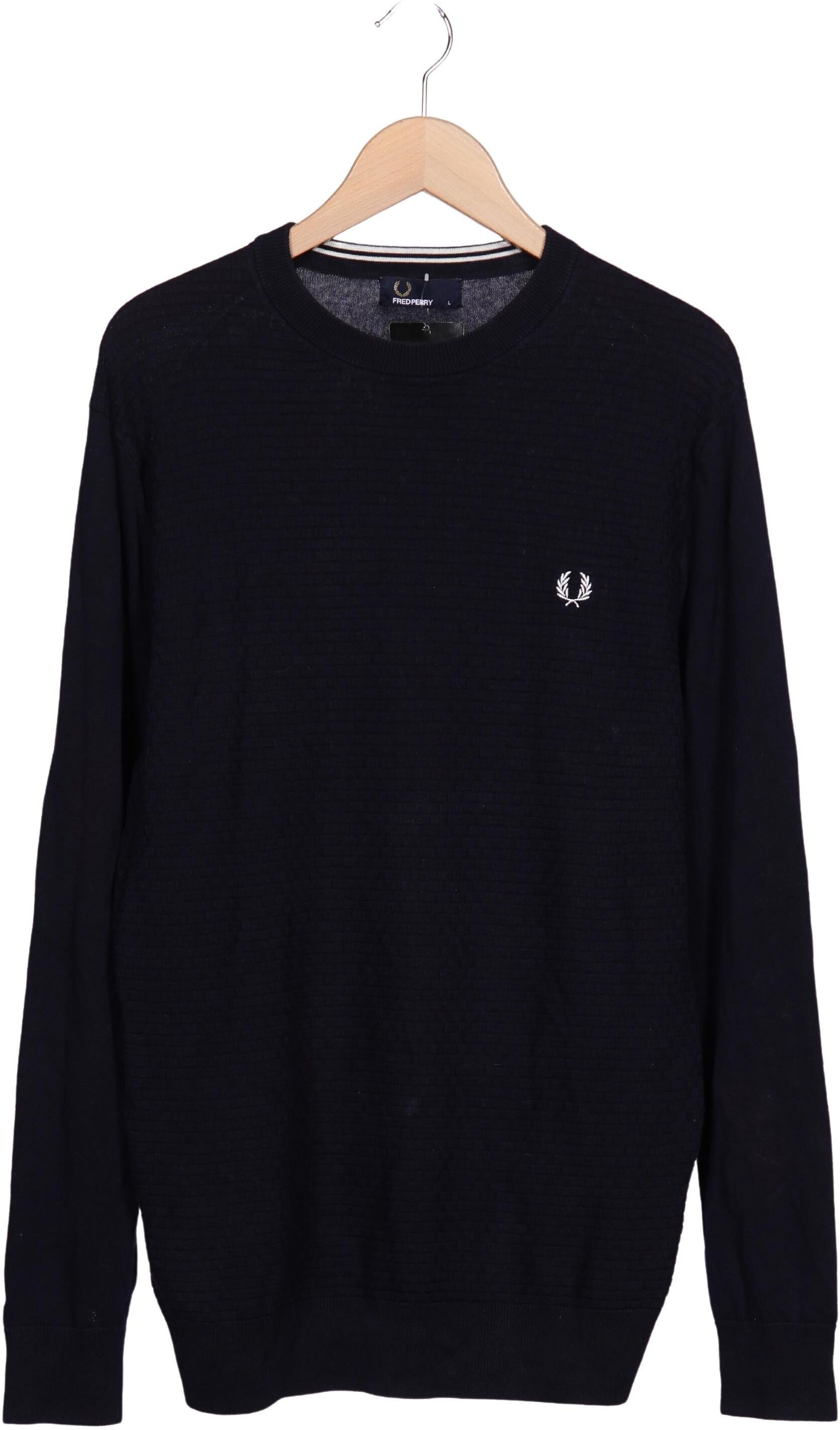 Fred Perry Herren Pullover, Marineblau, Gr. L, Baumwolle - Second Hand