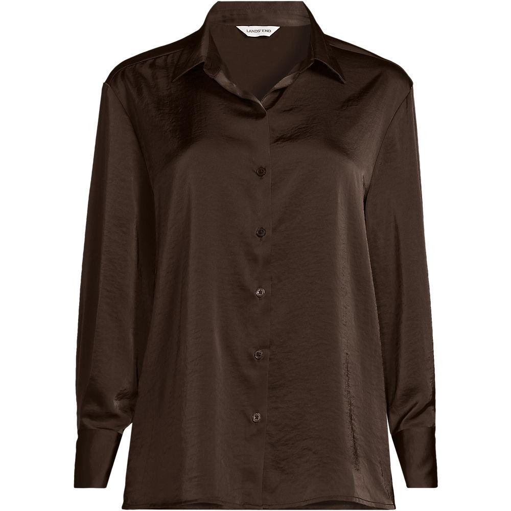 Satinbluse in Plus-Größe, Damen, size: plus, Braun, Polyester, by Lands' End