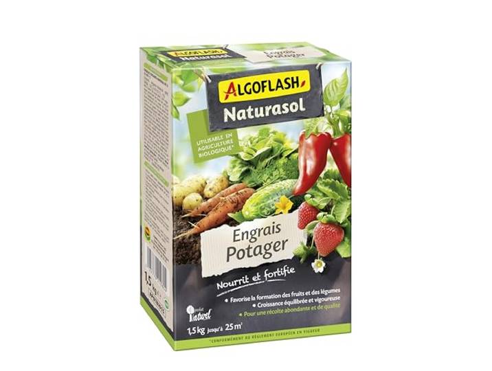 ALGOFLASH NATURASOL Engrais Potager\, UAB\, 1\,5 kg Engrais UAB 100 % organique\, à base de laine de mouton pour une action longue durée.