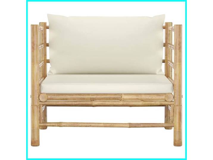 Canapé de jardin avec coussins blanc crème Bambou -BK313148 (PLA)