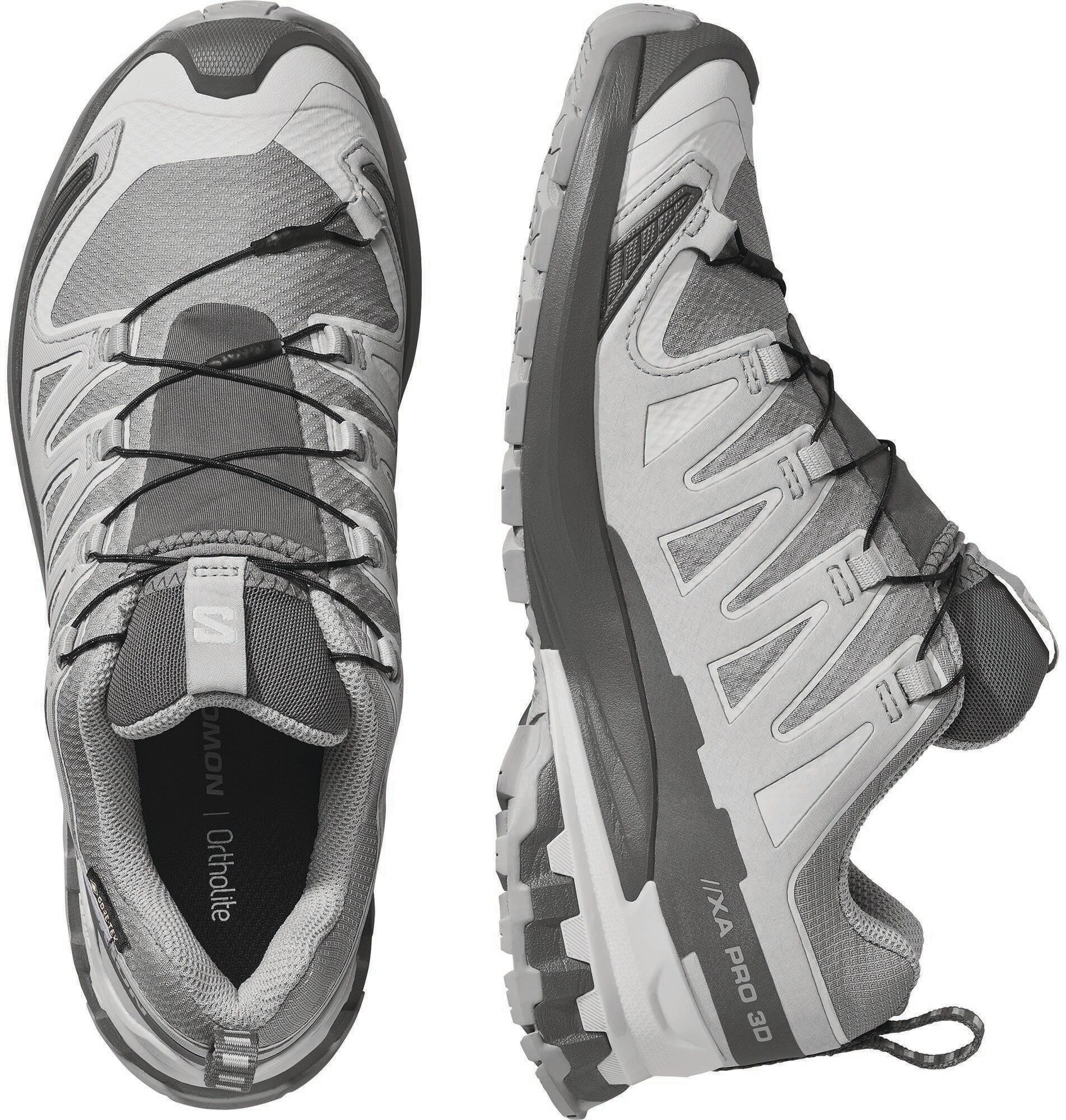 Trailrunningschuh SALOMON "XA PRO 3D V9 GORE-TEX W", Damen, Gr. 42, schwarz-weiss (alloy, castlerock, lunar rock), Synthetik, Textil, Schuhe Trailrunningschuh, wasserdicht alloy, castlerock, lunar rock 42