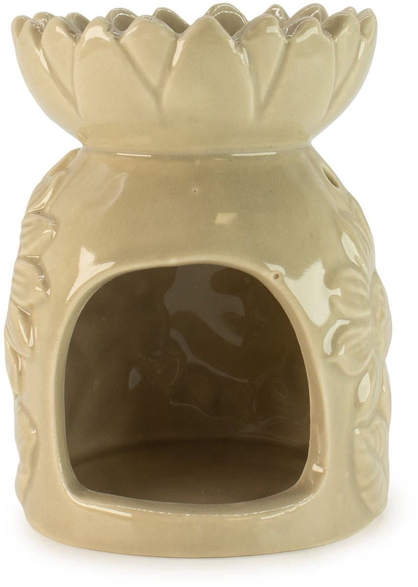 AW Gifts Keramische zonnebloemoliebrander - Pastelbeige