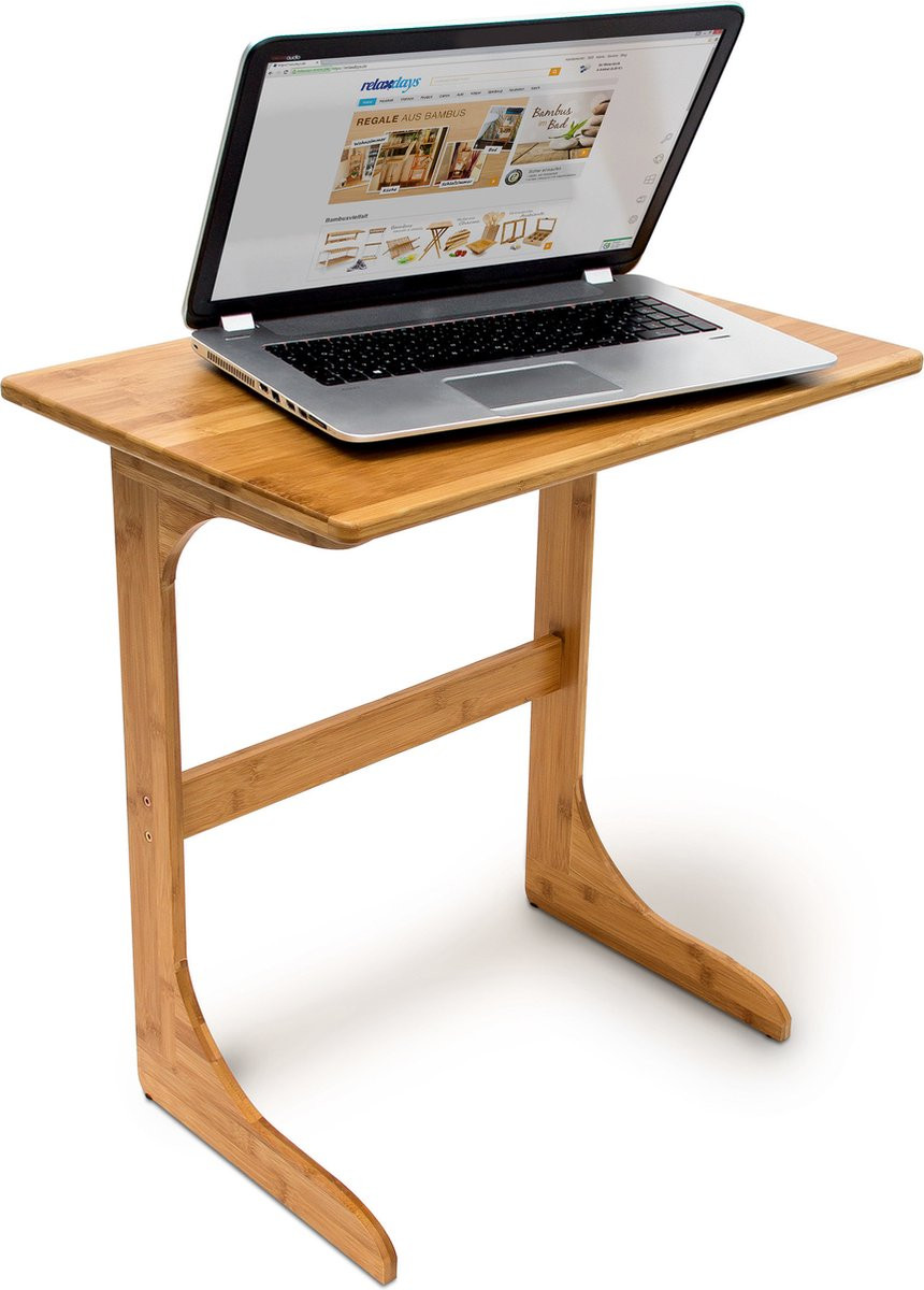 Relaxdays Laptoptafel Bijzettafel van Bamboe - B/D/H: 62,5 x 60 x 40 cm
