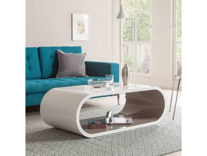 Table basse Two Colour 120 x 40 x 60cm Blanc/Blanc