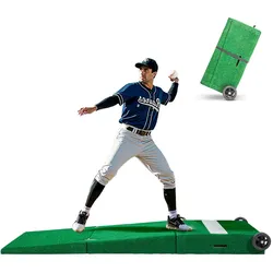 VEVOR Pitching Mound, tragbarer Baseball Pitcher Mound, 90 Zoll Pitching-Trainingsausrüstung (Oudoor / Indoor), Softball-Pitching-Hilfen mit Antifade-Rasen & Pitching-Gummi & Tragegriff