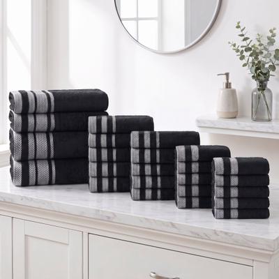 Superior Hays 24-Piece Mega Cotton Bath Towel Set with Bath Sheets - Solid Quick Dry