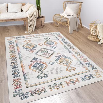 Paco Home Ethnic Design Area Rug in Beige with colorful Boho Pattern