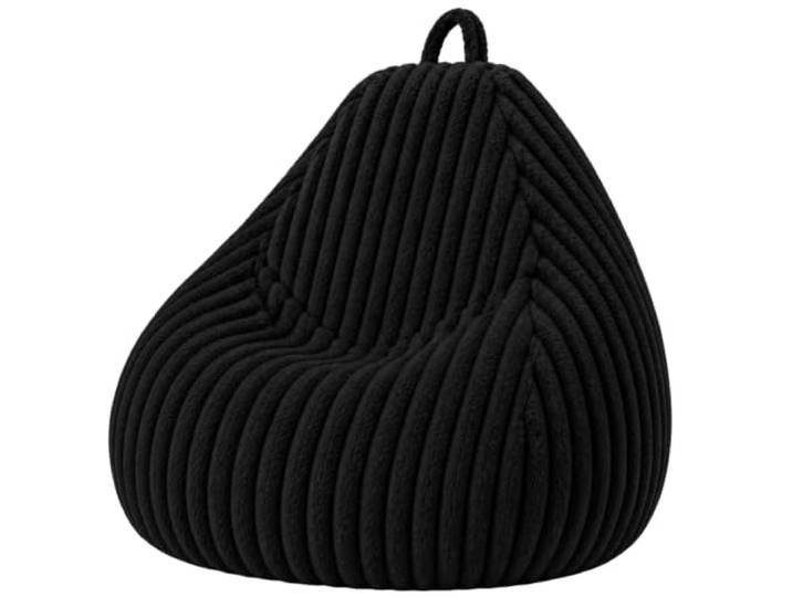 Sitzsack für Erwachsene aus geripptem Kunstfell, 120x100 cm, Schwarz