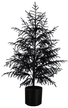 Nearly Natural 4-ft Artificial Halloween Real Touch Black Norfolk Pine Christmas Tree