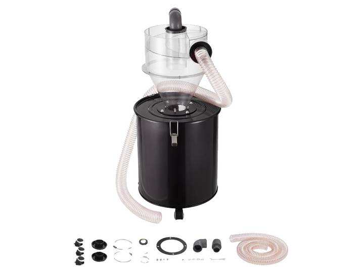VEVOR Séparateur de poussière cyclonique avec réservoir métallique\, séparateur cyclonique de 4 pouces pour collecteur de poussière\, séparateur de poussière en ABS avec raccord de diamètre extérieur de 2 pouces à trou et flexible