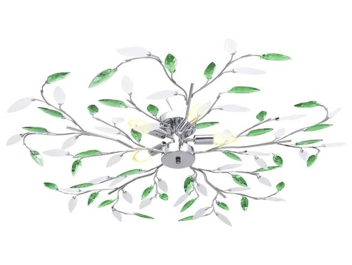 vidaXL Plafonnier avec feuilles en verre acrylique pour 5 ampoules E14 Vert